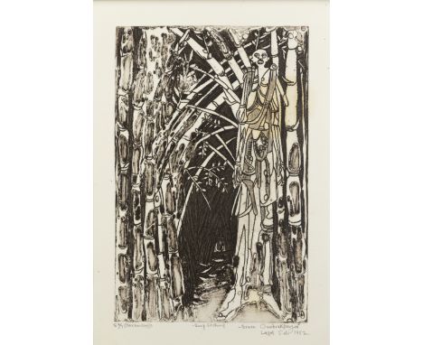Bruce Onobrakpeya,&nbsp;Nigerian b.1932-&nbsp;Olorunsogo, 1982;&nbsp;deep etching on wove,&nbsp;signed, dated 'Lagos Feb 1982