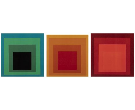 Josef Albers, German/American 1888-1976,Homage to the Square (Burgundy with Red Square); Homage to the Square (Yellow with Re