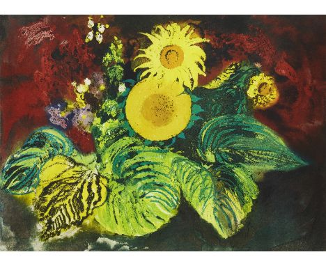 John Piper CH,  British 1903-1992, Sunflowers [Levinson 420], 1989; etching with aquatint in colours on wove,  signed and num