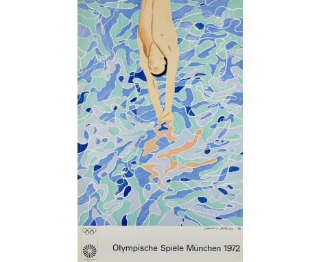 David Hockney OM CH RA,  British b.1937- Olympische Spiele München, 1972; lithograph in colours on thin paper,  signed and da