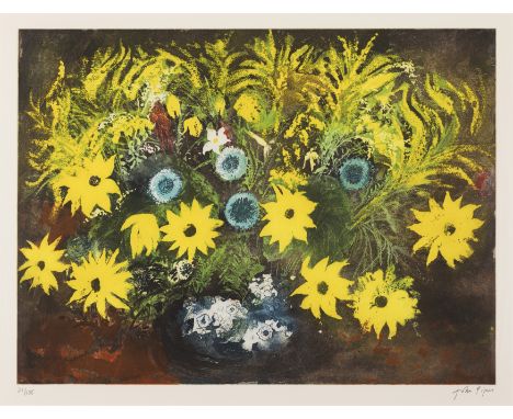 John Piper CH,&nbsp;British 1903-1992,&nbsp;Yellow Flowers [Levinson 392], 1987;&nbsp;etching with aquatint in colours on V&e