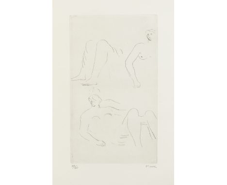 Henry Moore OM CH FBA, British 1898-1986,   Two Reclining Figures; etching on wove, signed and numbered 30/60 in pencil,  pla