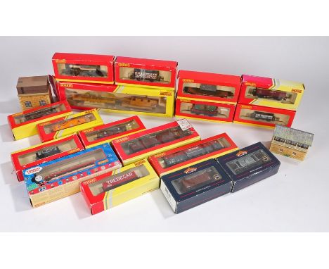 Hornby &amp; Bachmann rolling stock, to include Hornby R6314 CCT utility wagon, R6369 breakdown crane, R6372 LWB open wagon, 