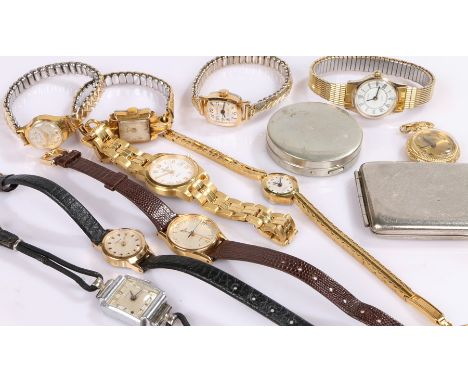 Collection of wristwatches, to include a Tissot PR 50, Timex, Oris, Sekonda, etc, together with a pocket watch, a compact and
