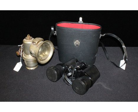 Joseph Lucas lamp, Calcia Club together with a pair of Hans Weiss binoculars, (2)