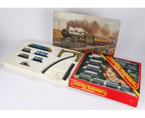 Hornby Rural rambler set, housed in original box, Hornby set consisting of  diesel engine, four wagons, bridge and track, hou