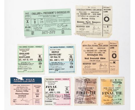 Football Tickets: A collection of assorted football tickets to comprise: Aston Villa v. Manchester United Football League Cup