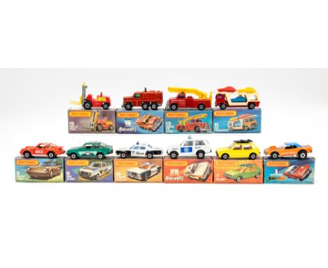 Matchbox: A collection of eight boxed Matchbox Superfast models and two boxed Rola-matics models comprising: 1 Dodge Challeng