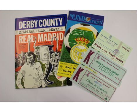 The Gerald Mortimer Collection: A Real Madrid v. Derby County match programme, 05/11/1975, Second Round Second Leg, together 