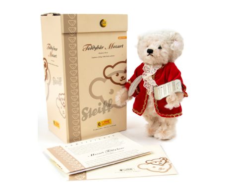 Steiff: A boxed Steiff 'Mozart' teddy bear, 28cm height, limited edition, no. 1526/2006, 656408, working musical box playing 