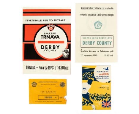 The Gerald Mortimer Collection: A Spartak Trnava v. Derby County 7th March 1973 programme, together with a Slovan Bratislava 