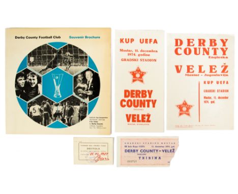 The Gerald Mortimer Collection: An F.K. Velez v. Derby County U.E.F.A. Cup Competition 3rd Round 2nd Leg match programme, tog
