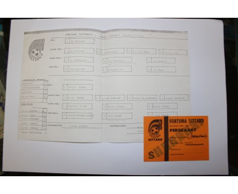 The Gerald Mortimer Collection: A Fortuna Sittard v. Derby County press ticket, 1980-1981 season, together with a team sheet 