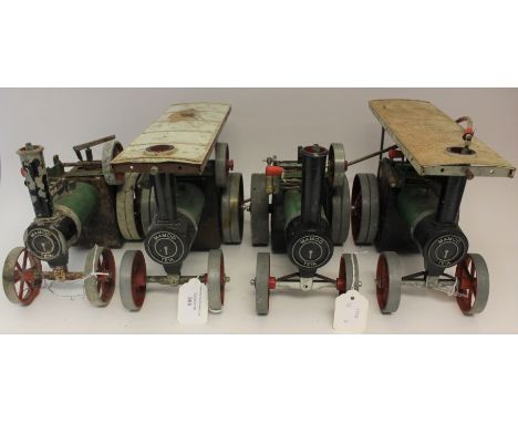 Mamod: Four unboxed Mamod Traction Engine, TE1a, two with canopies, as found.