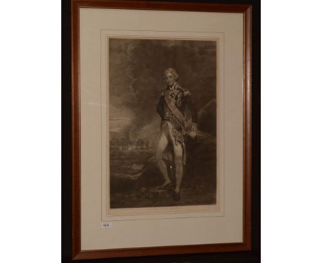 Charles Turner after J* Hoppner - "Admiral Lord Nelson", a 19th Century mezzotint, 59.5 x 39.5cms (plate size), in frame.