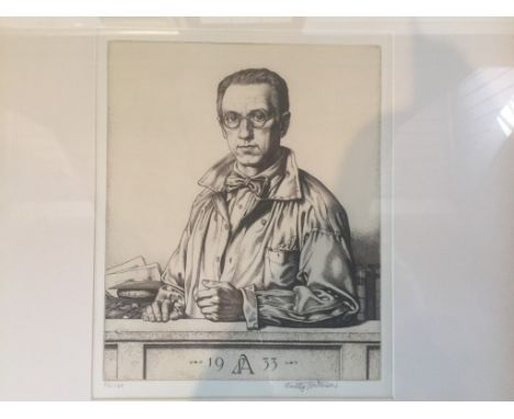 After Stanley Anderson, a 1933 self-portrait of the artist, a line engraving, pencil signed and numbered from a limited editi