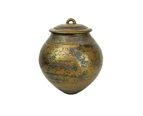 Jason WASON (1946) Bronzed Lidded Jar  Stoneware, impressed personal seal to base, height including lid 31cm.This bowl appear