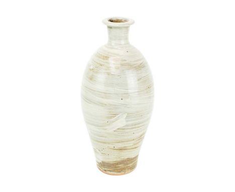 Jim MALONE (1946) Hakeme Bottle Vase   Stoneware, impressed seal to base, height 42cm.  Over the last 40 years, Ian & Ann Hea