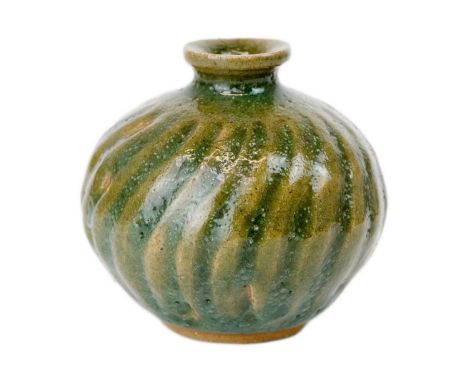 Katharine PLEYDELL-BOUVERIE (1895-1985) Fluted Bottle Vase  Stoneware, impressed seal to base, height 8cm.This charming piece