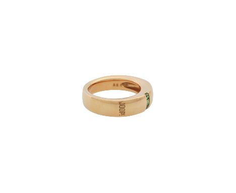 JOOP Ring mit Tsavoriten, GG 18K, 12,8 gr, RW: 55/15, 21. Jh., minimale Tragespuren, mit Herstellermarke.| JOOP ring with tsa