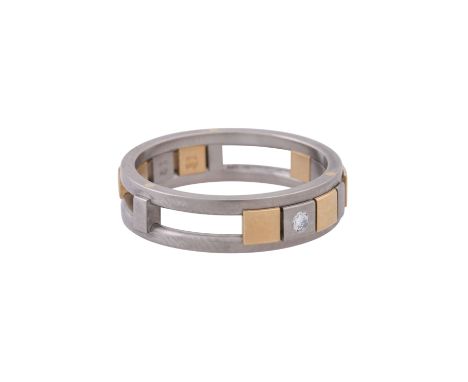 CHRISTIAN BAUER Ring mit Brillant ca. 0,04 ct, gute Farbe u. Reinheit, Gelbgold 750 und Palladium 750, 6,7 gr, RW: 61, 21. Jh