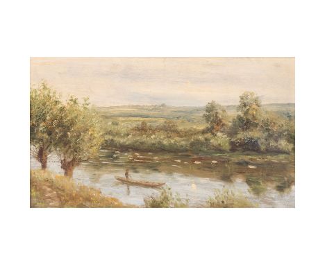 KORNBECK, JULIUS (1839-1920) "Kahnfahrt" Öl auf Karton, Verso bez: "Umstehendes Bild stammt aus dem Nachlass meines Mannes Pr