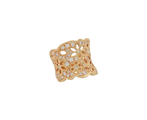 Ring mit Brillanten zus. ca. 0,8 ct, gute Farbe u. Reinheit, GG 18K, 13,2 gr, RW: 54, 21. Jh., leichte Tragespuren, sig. "Ole
