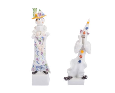 MEISSEN "Zwei Figuren von Peter Strang" Anfang 1970er. Jahre. Entwurf von Peter Strang, polychrom staffiert, je mit quadratis