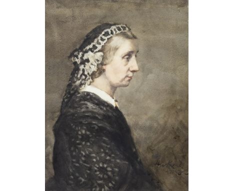 HENRY WRIGHT KERR RSA RSW (SCOTTISH 1857 - 1936), PORTRAIT OF A LADY watercolour on paper, signed 40cm x 30cm Mounted, framed