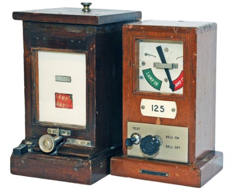 A pair of GWR mahogany cased Lamp Repeaters. One is the early flag-type the other a later 1947 type. Both in excellent condit