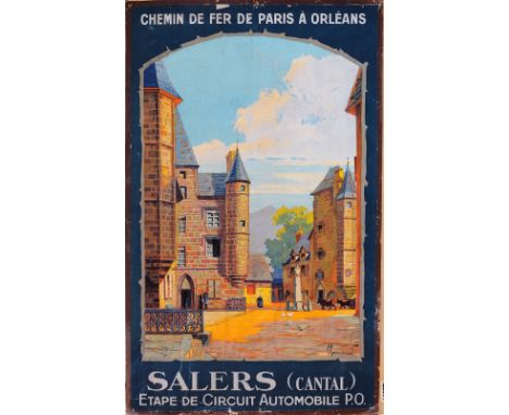 Posters qty 2 comprising Chemin-de-Fer De Paris A Orleans Railway  'Salers Etape de Circuit Automobile P.O. (Paris Orleans) b