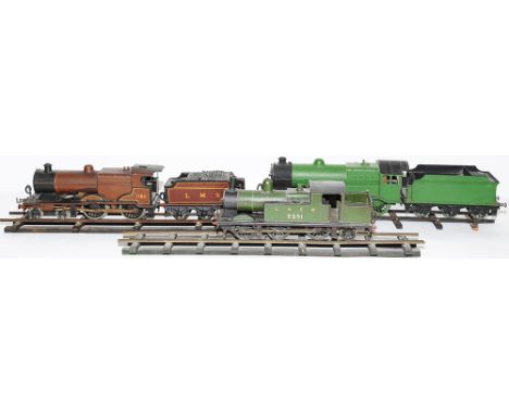 Hornby O Gauge LMS No2 Special Compound electric 20V in fair condition no box, together with 2 scratch built  0 Gauge 3 rail 