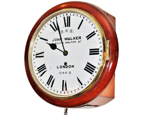 London Brighton & South Coast Railway 10 inch dial Mahogany cased fusee clock Ex Littlehampton. A 10 inch mahogany cased iron