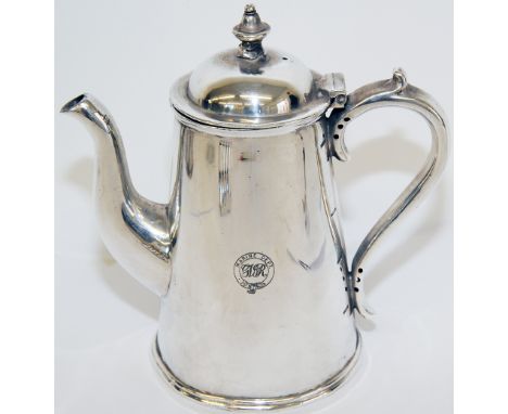 GWR Marine Department silverplate Coffee Pot with finial lid made by Elkington. Quite delightful