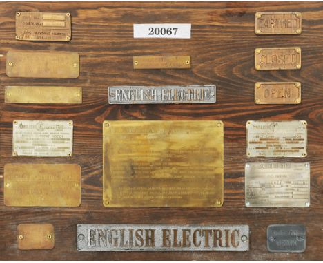Class 20 locomotive brass Engine and Generator plates from 20067 tastefully mounted on a board. This loco was shedded at East