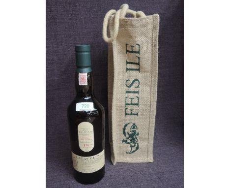 A bottle of Lagavulin 18 Year Old Islay Single Malt Scotch Whisky, Feis Ile 2016, bottled 2016, matured in refill American Oa