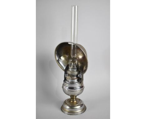 A French Student Oil Lamp with glass Chimney, 43cms High 