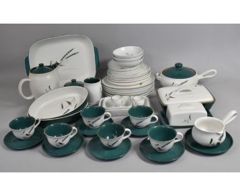 A Large Collection of Denby Greenwheat Ceramics to include Cups, Saucers, Sugar Bowls Tureens Etc 
