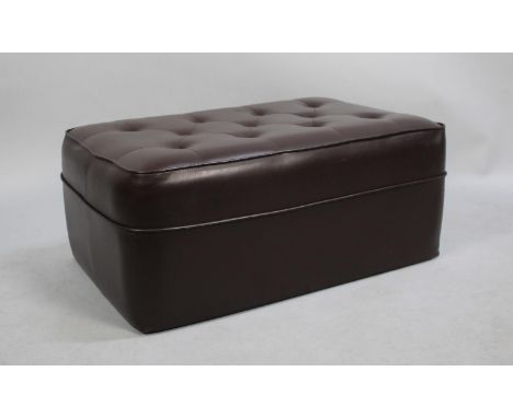 A Modern Leather Effect Rectangular Button Topped Foot Stool, 56cms Wide 