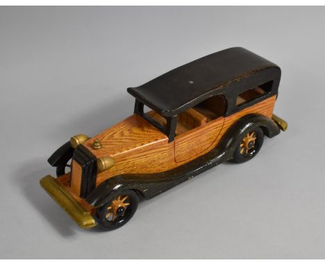 A Modern Wooden Model of a Vintage Car, 37cms Long 