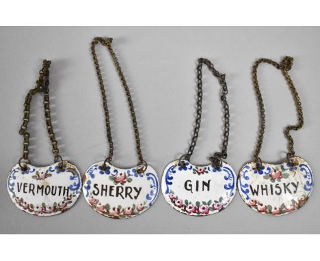 A Collection of Hand Painted Enamelled Decanter Labels 