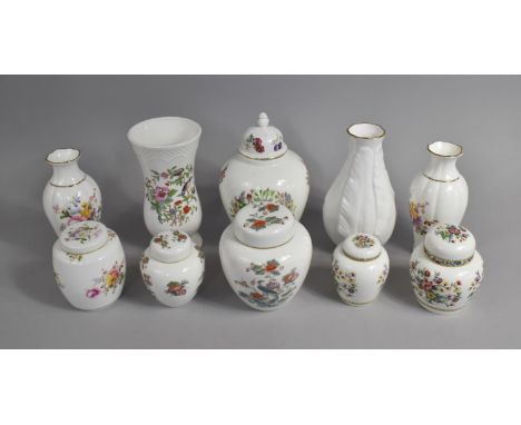 A Collection of Wedgwood, Aynsley, Royal Worcester, Coalport, Royal Crown Derby vases and ginger jars. 