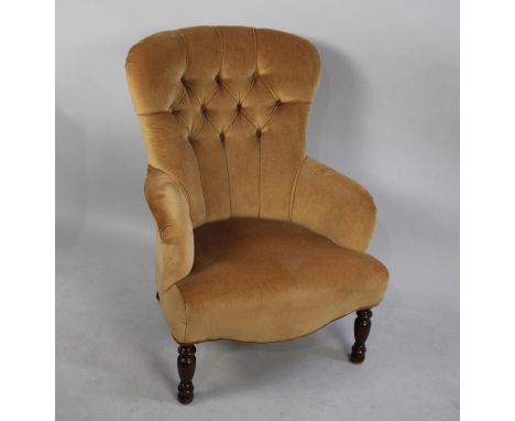 An Edwardian Button Upholstered Ladies Nursing Armchair 