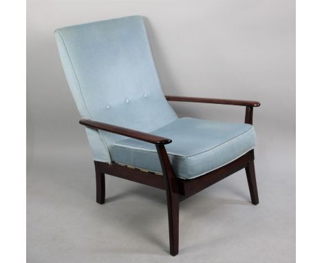 A 1970s Button Upholstered Mahogany Framed Armchair 