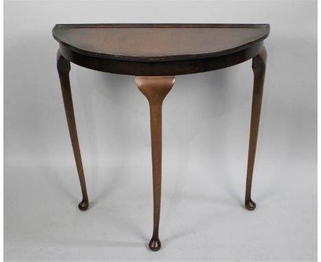 A Mid 20th Century Walnut Demilune Console Table, 75cms Wide 