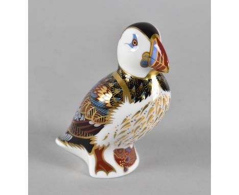 A Royal Crown Derby Puffin Paperweight, Gold Button 