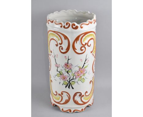 A Continental Glazed Ceramic Stick Stand, 43cms High 