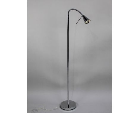 A Modern Chromed Adjustable Reading Lamp with Foot Pedal On/Off Switch 