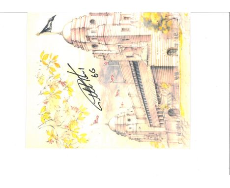 Geoff Hurst England 1966 World Cup Hat-Trick Hero Signed Wembley 10x12 Print. Good Condition. All signed items come with our 