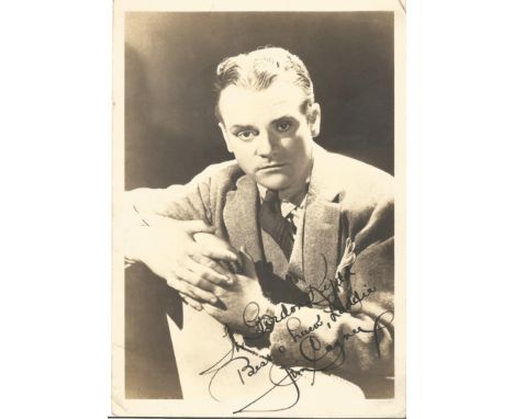 James Cagney signed 7x5 sepia photo. Dedicated, American actor and dancer, both on stage and in film, though he had his great